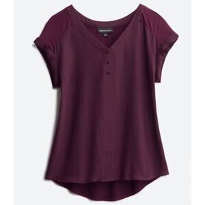 Stitch Fix Fortune+Ivy Helena Mixed Material Plum Short Sleeve Blouse Medium